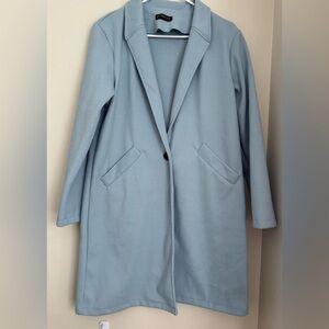 Light Blue Women's Single-Button Trench Coat